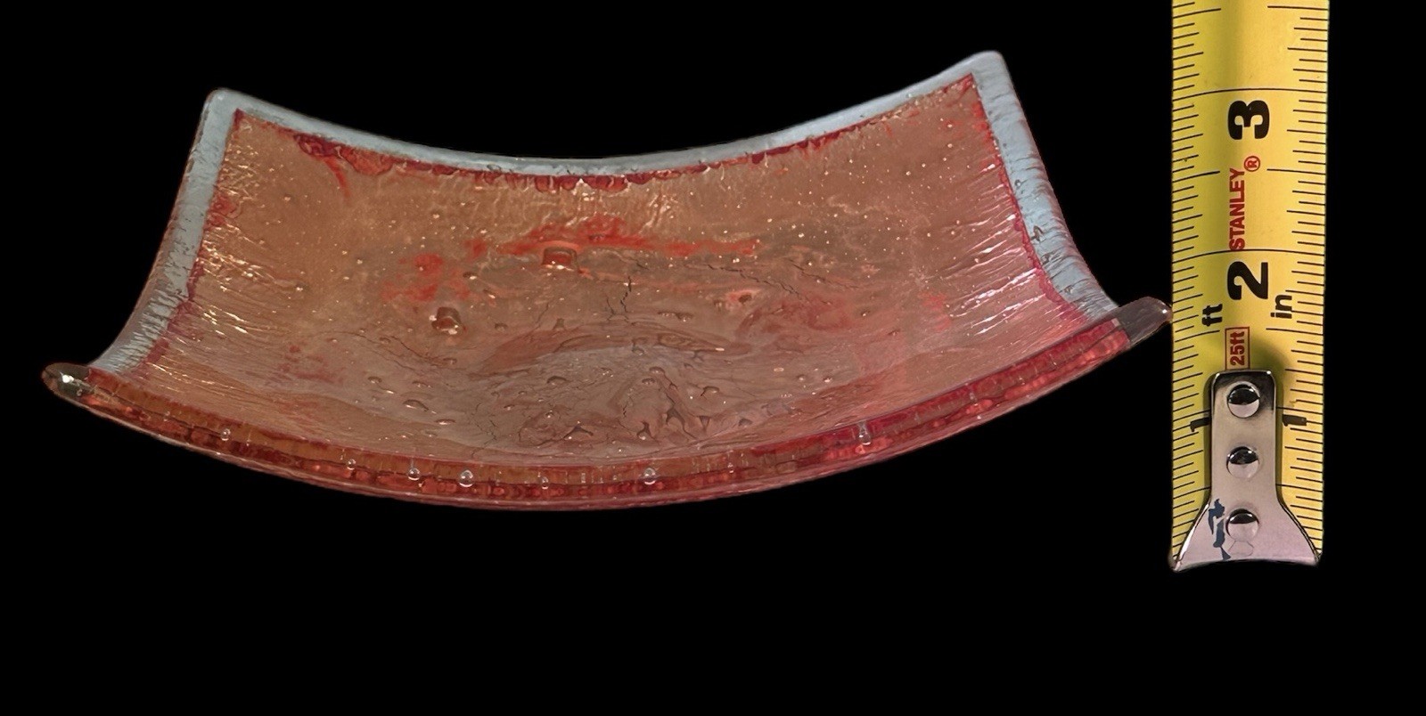 Jones Glassworks Copper Fused Art Glass Dish 7 Inches Square Signed Flawless