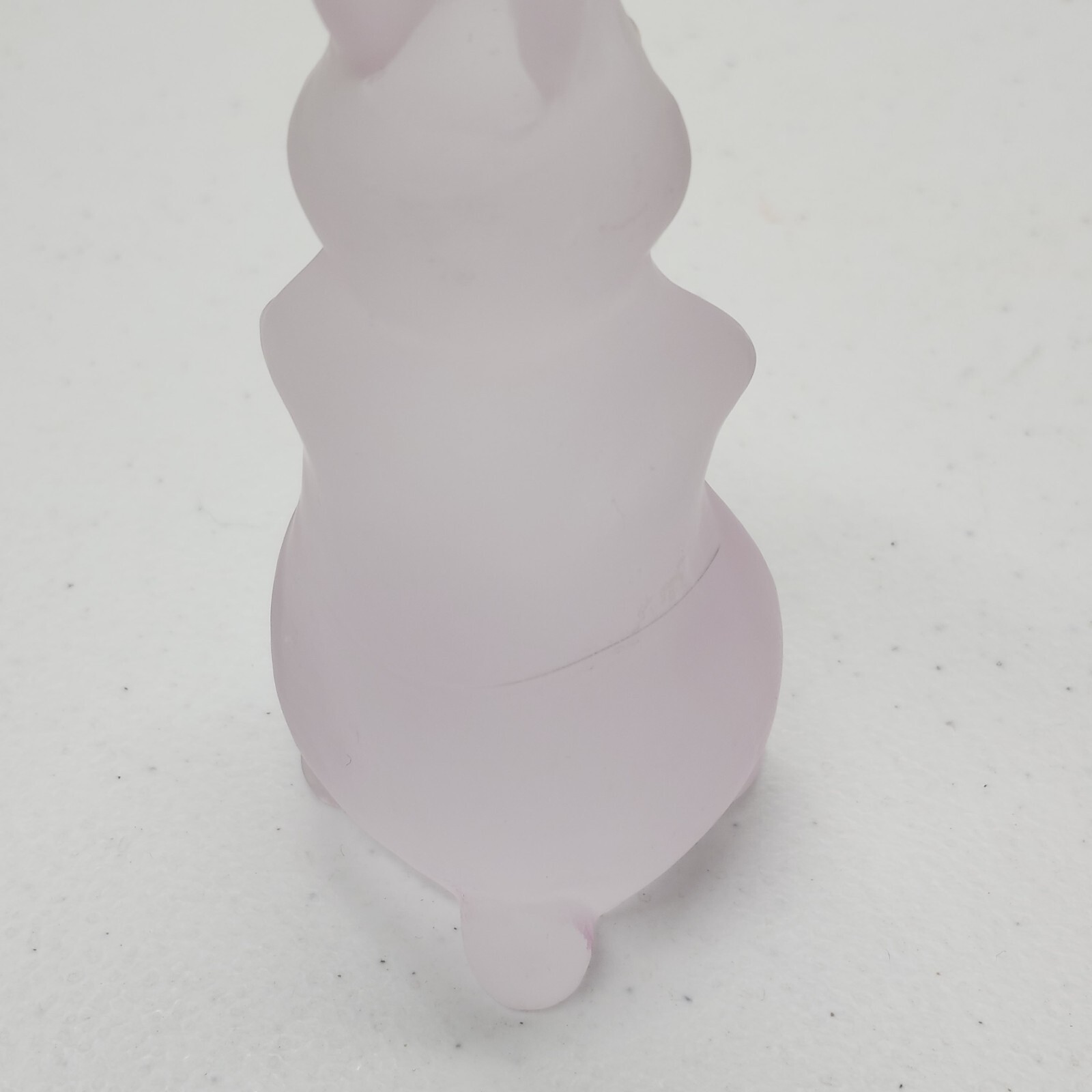 Vintage Pink Frosted Glass Bunny Figurine | Satin Glass Easter Rabbit 5″ Decor
