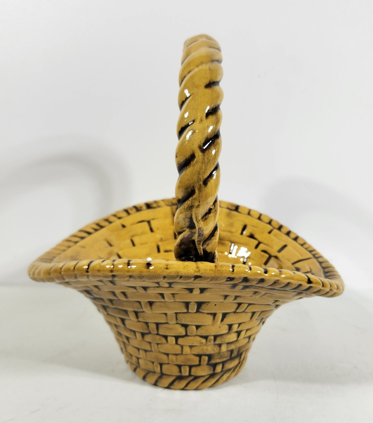 Vintage Easter Basket Ceramic Atlantic Mold Spring Handmade Classic Table Decor