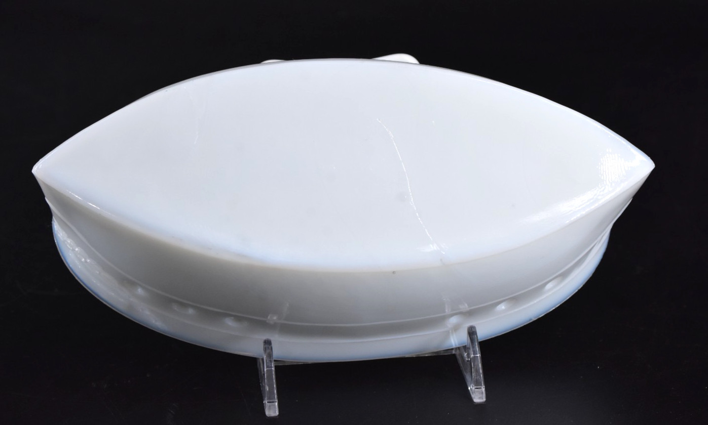 VTG Milk Glass FLACCUS BATTLESHIP Covered Dish Antique Americana USA c1900