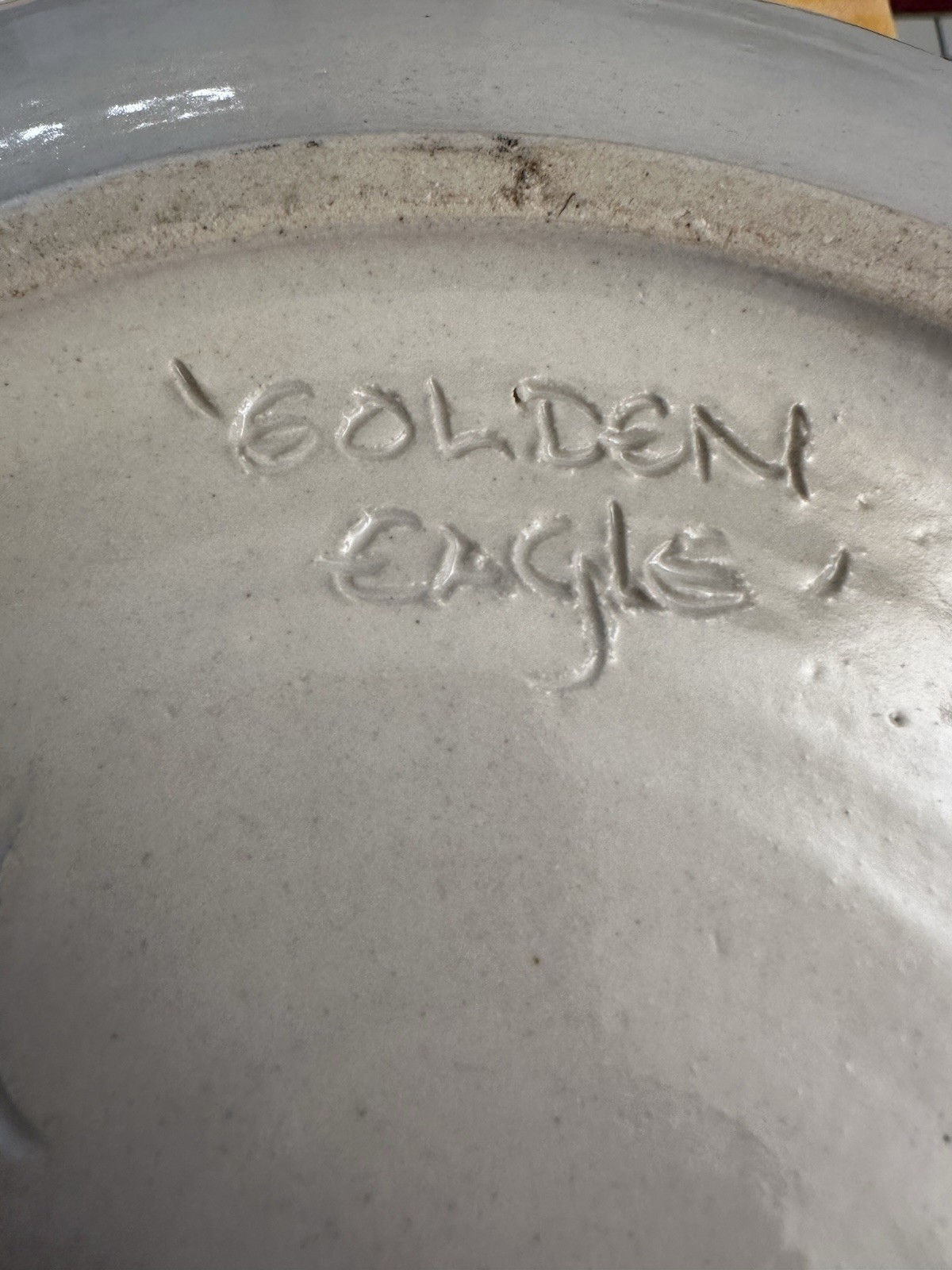 Studio Ceramic Pottery “Golden Eagle” Large Art Vessel Signed 14”D Wildlife Bird