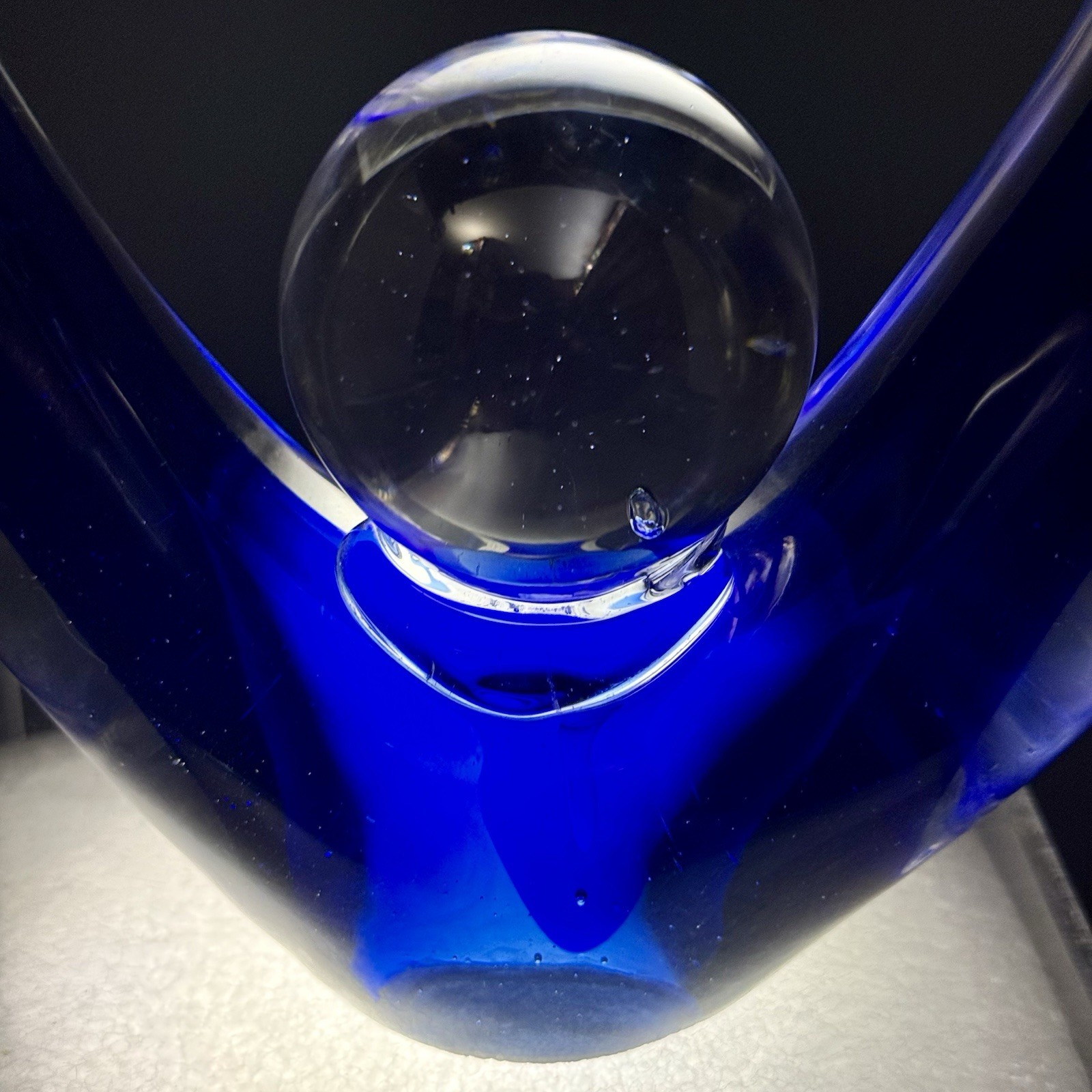 Studio Art Glass Sculpture Abstract Family Infinity Form Cobalt Aqua Hand Blown