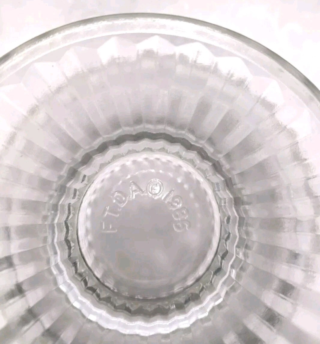 Vintage Clear FTDA 1986 Clear Glass Footed Compote Vase Heavy 5 5/8″H X 5 7/8″W