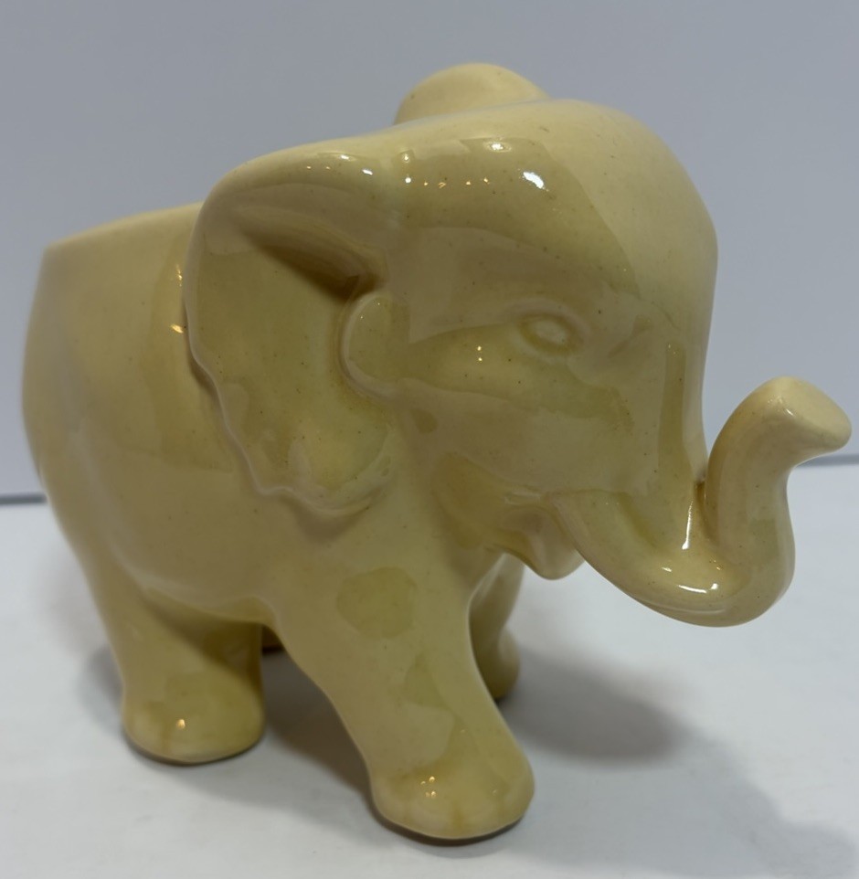 Vintage Shawnee Yellow Elephant Planter Trunk Up Mid Century Art Pottery 1950’s