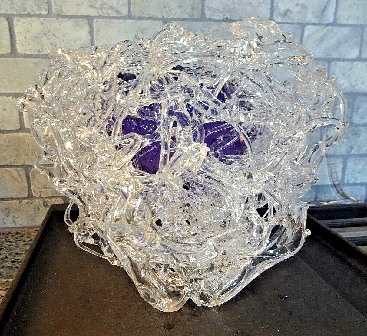 Signed 2004 April Wagner Epiphany Art Glass Threaded Sculpture Vase Pd $1700