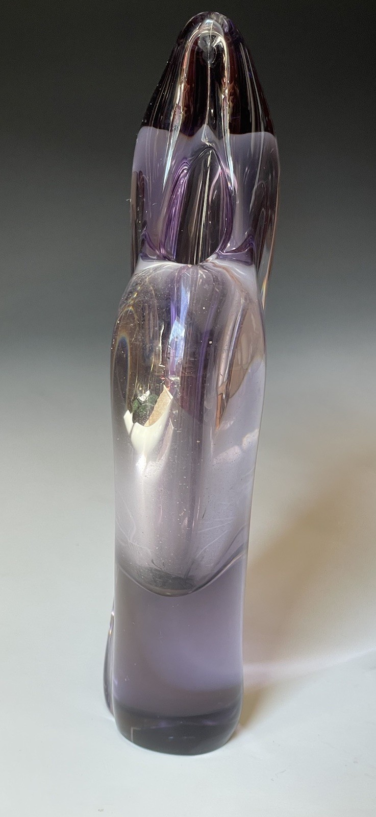 Retro Vintage Abstract Blown Amethyst Purple Art Glass Brutalist Vase Czech