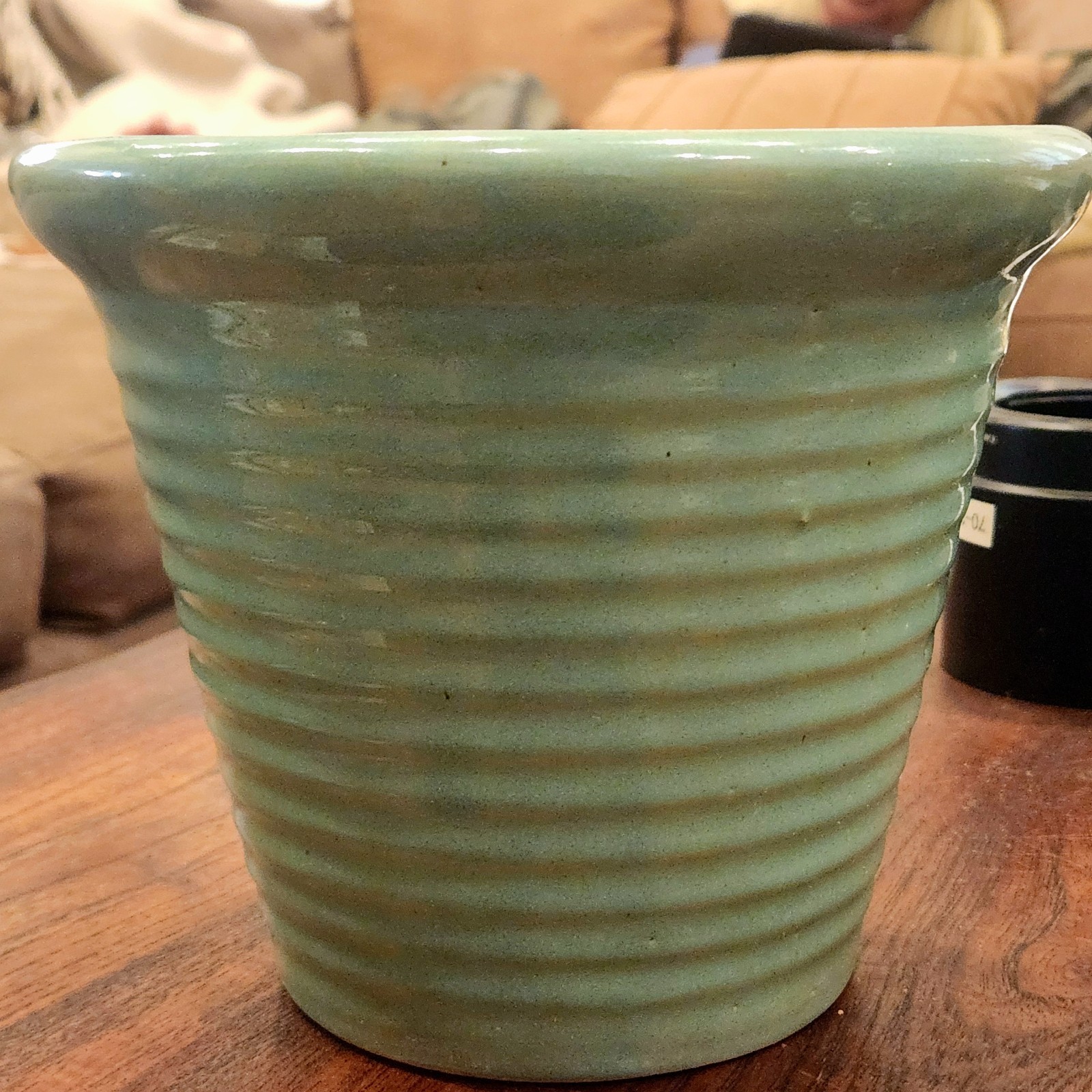 Vintage WELLER BAUER ? Ringware Flower Pot Planter Jardiniere 6.25″ Tall Teal