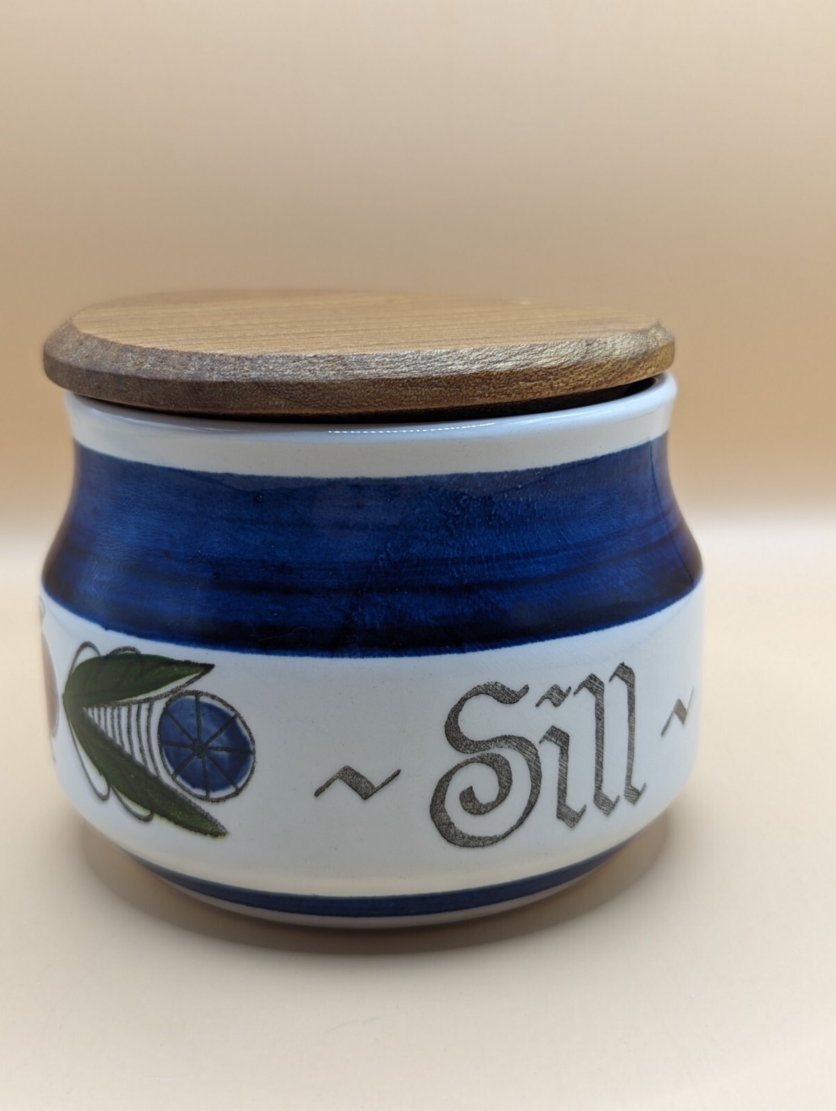 Marianne Westman Rorstrand Sweden Herring Jar Pot Teak Lid MCM RARE HTF