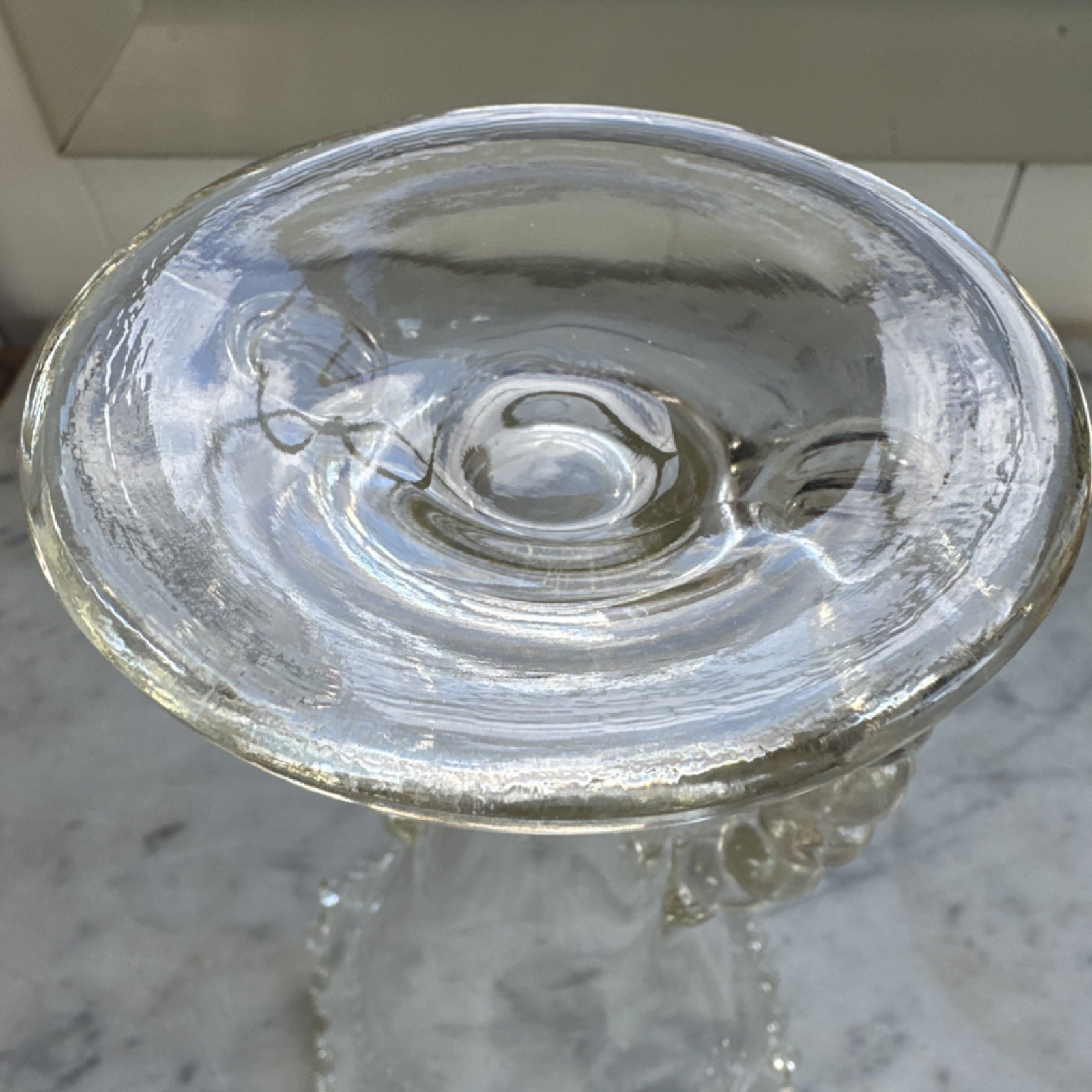 Imperial Glass Company Clear Glass Decorative Vase Beaded Edge Handles