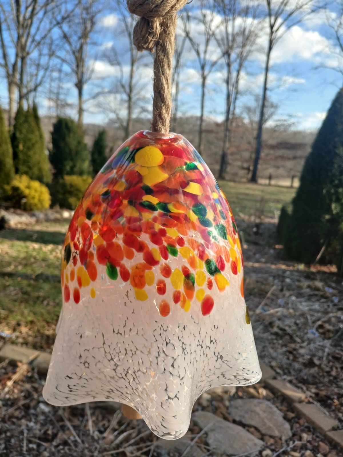 Wind Chime Hand-Blown Art Glass In/Outdoor Hanging