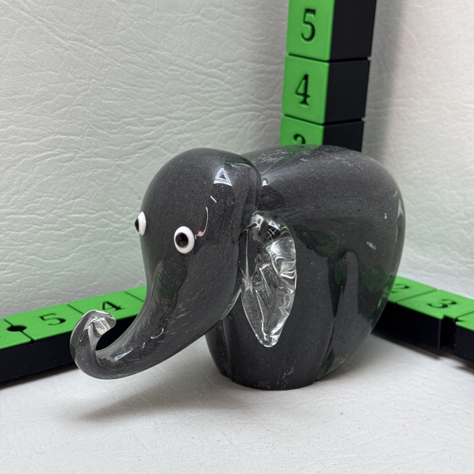 Gray & Clear Juliana Objets D’art Art Glass Elephant Paperweight/Figurine