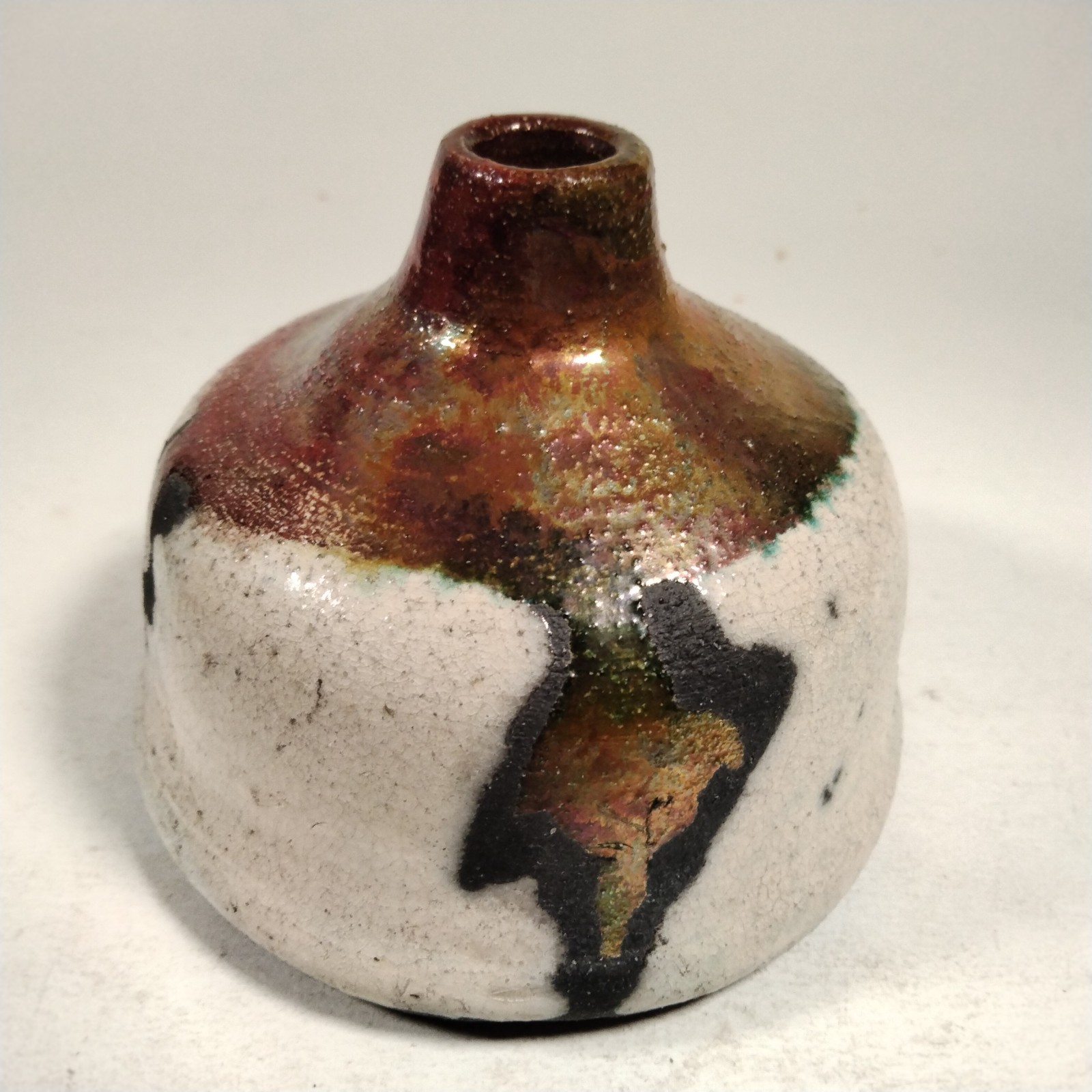 Pottery Bud Vase Signed F. Jamil 3 in Tall 4 in Diameter