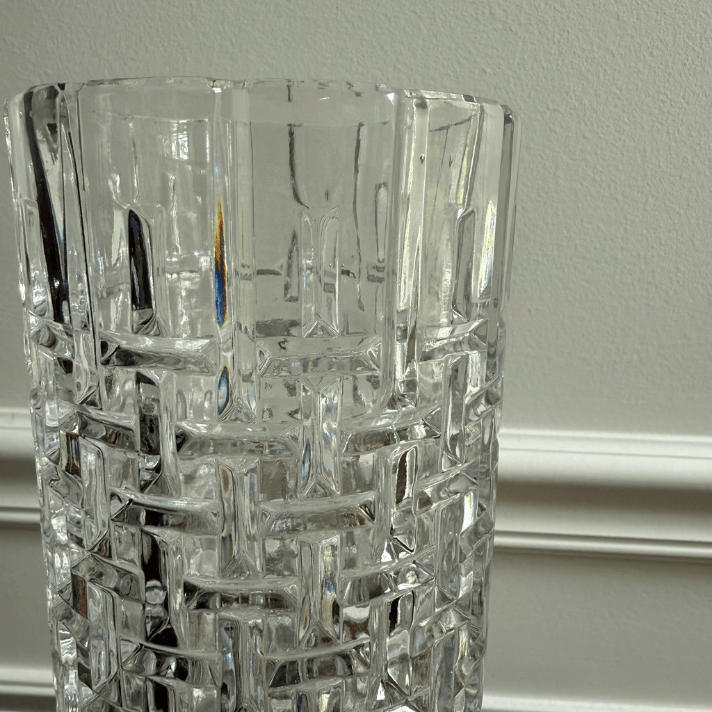 Vintage Art Glass Crystal Vase by Jiri Repasek Union 1970 10”