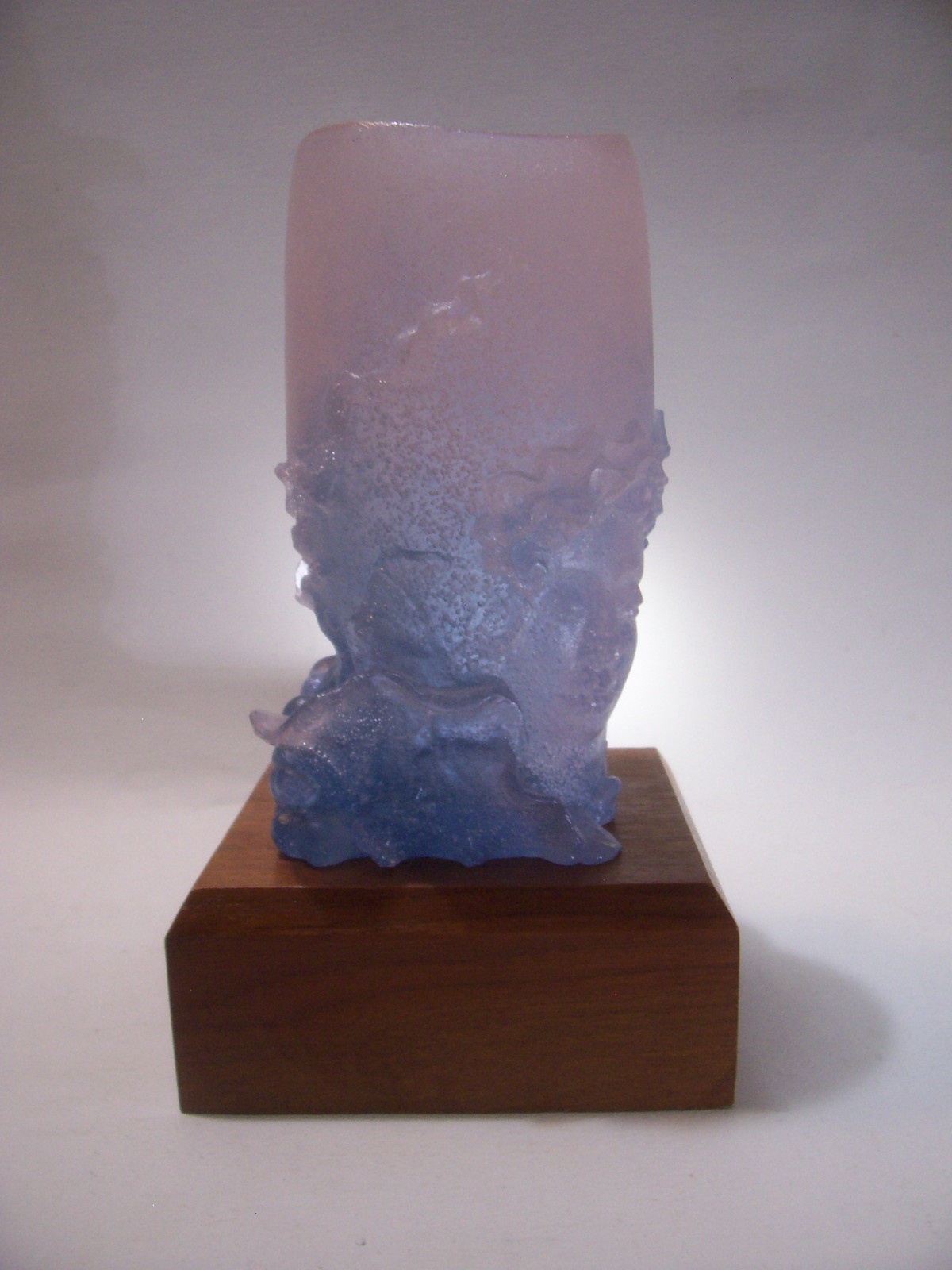 DAUM BACCHUS AND BACCHANTE PATE DE VERRE VASE ON LIGHTED BASE MINT CONDITION 5″