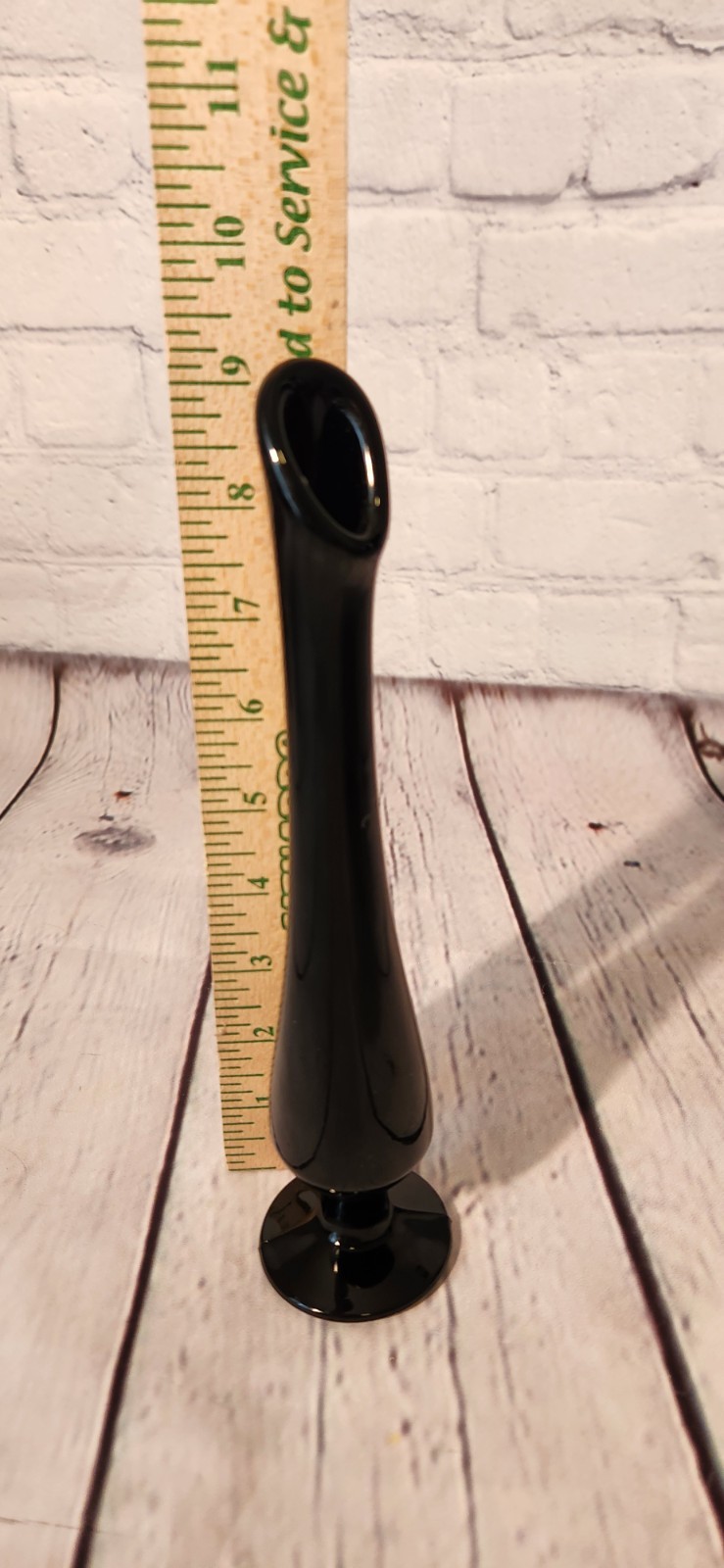 Vintage Fenton Glass Black Swung Pedestal Bud Vase MCM 9 1/4 Inch 1970’s
