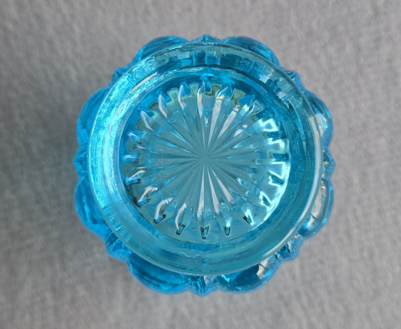Degenhart Uranium Toothpick Holder Sapphire Blue UV Glass Beaded Oval 1950s-60s