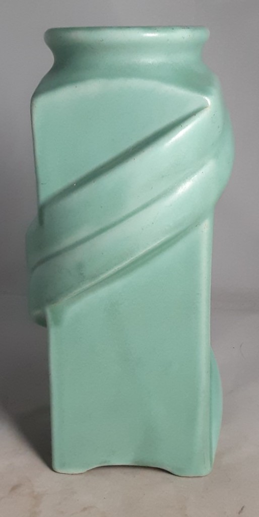 Antique Signed Art Pottery Light Green CAMARK 8″ Vase RARE Form