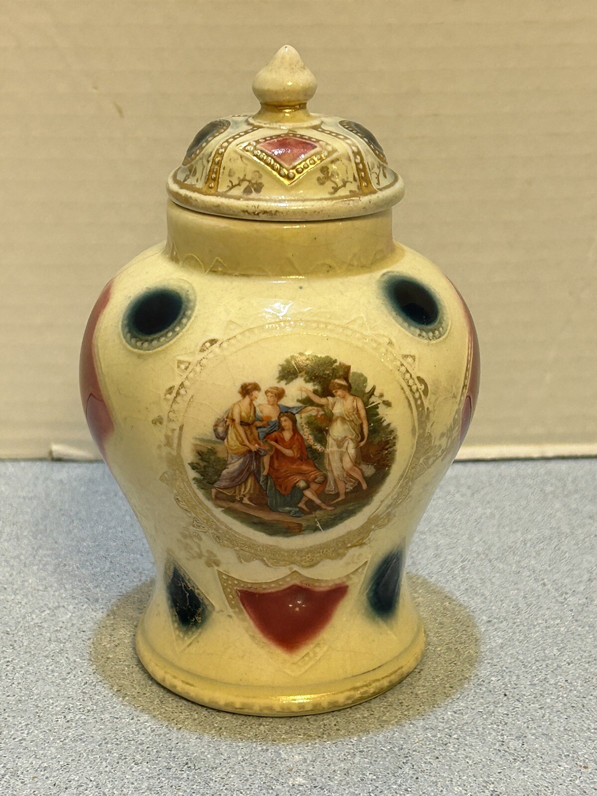 Ginger Jar/Vase/Urn Stamped Royal Vienna Patent 22983 On Bottom-Ladies Talking