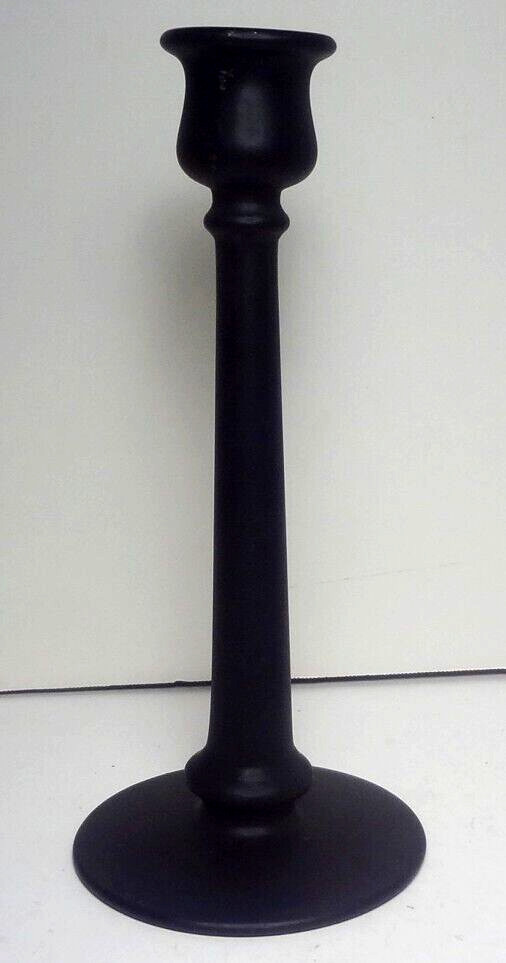 HTF c1924 U. S. GLASS – TIFFIN, OHIO black No.75 SATIN GLASS 9 1/4″ CANDLE STICK
