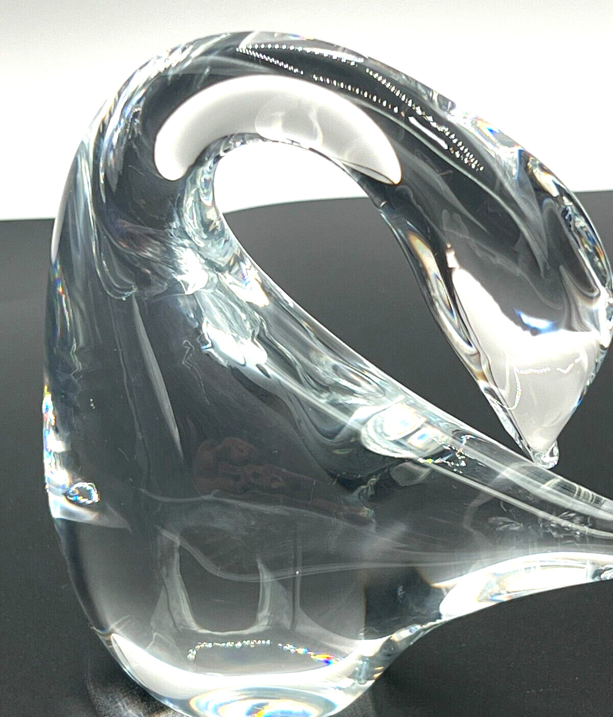 Marcolin Swedish Crystal Swan Art Glass Signed Hand Blown Murano Styled Glass