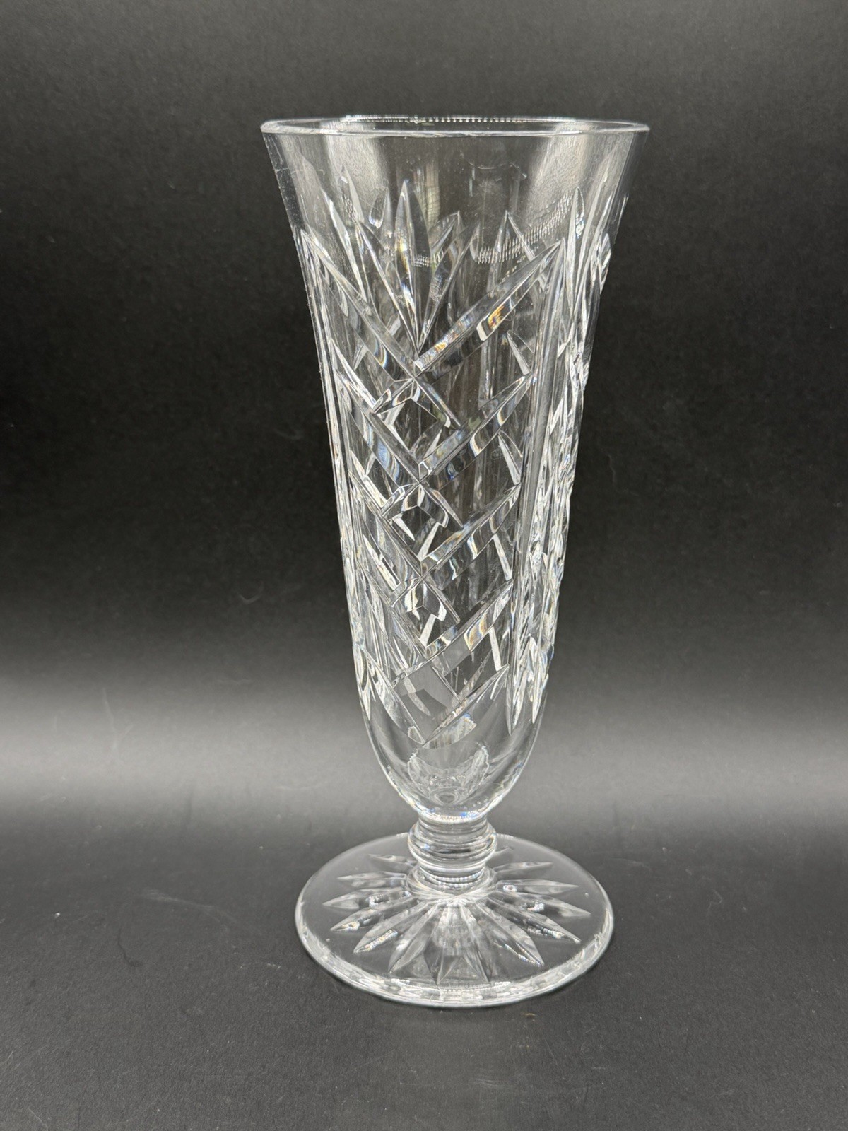 2 Vintage Waterford Crystal 7” Kilbarry Tapered Footed Bud Vase Made In Ireland