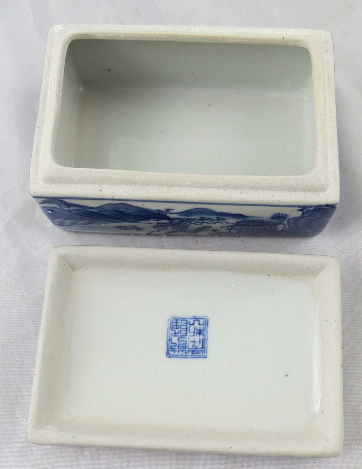 Chinese Blue & White Covered Box 5″ x 3-1/4″ x 2-1/2″