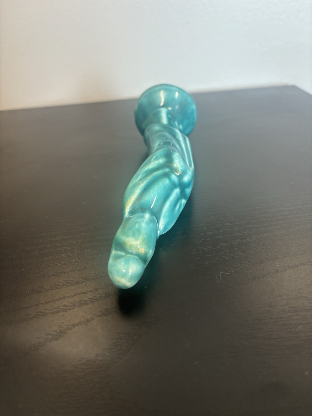 Unmarked Turquoise Glossy Ceramic Figurine Statue Decor