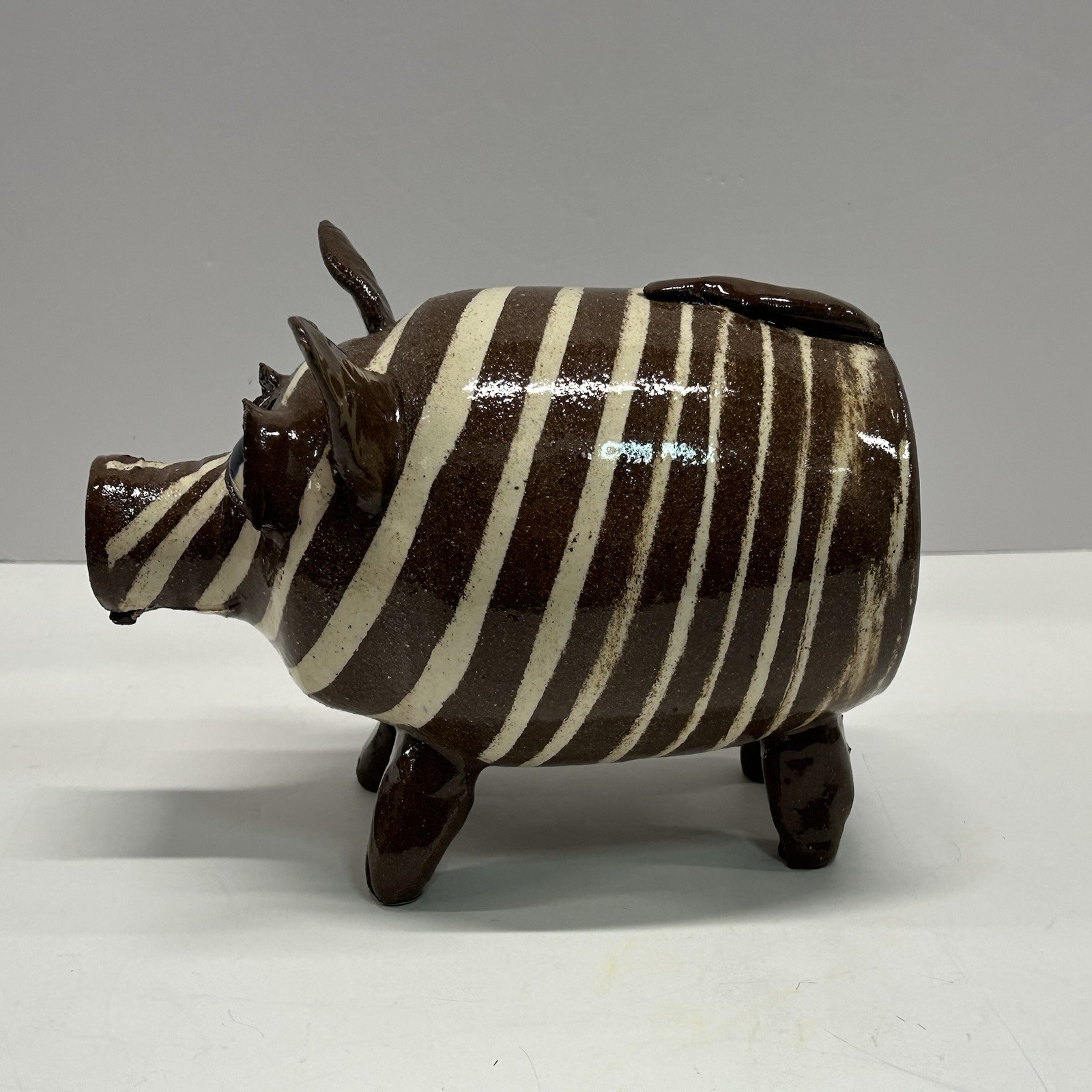 Vtg Albert Hodge Pottery Pig Figurine Sculpture Boar Southern Folk Art Animal