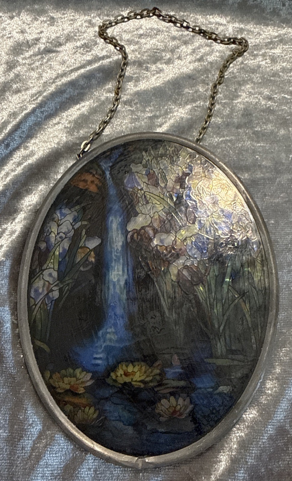 1989 Glassmasters Louis Tiffany Waterfall Stained Glass Suncatcher Lily 6.5″×5″