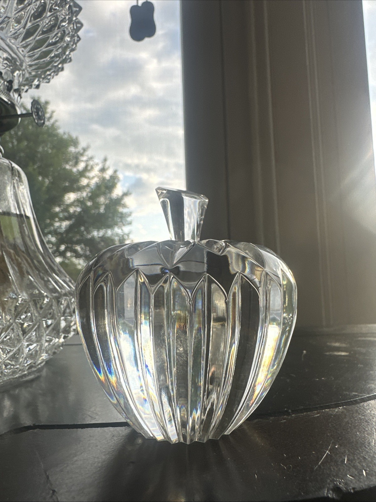 Signed WATERFORD CUT GLASS CRYSTAL APPLE Stem PAPERWEIGHT IRELAND *7