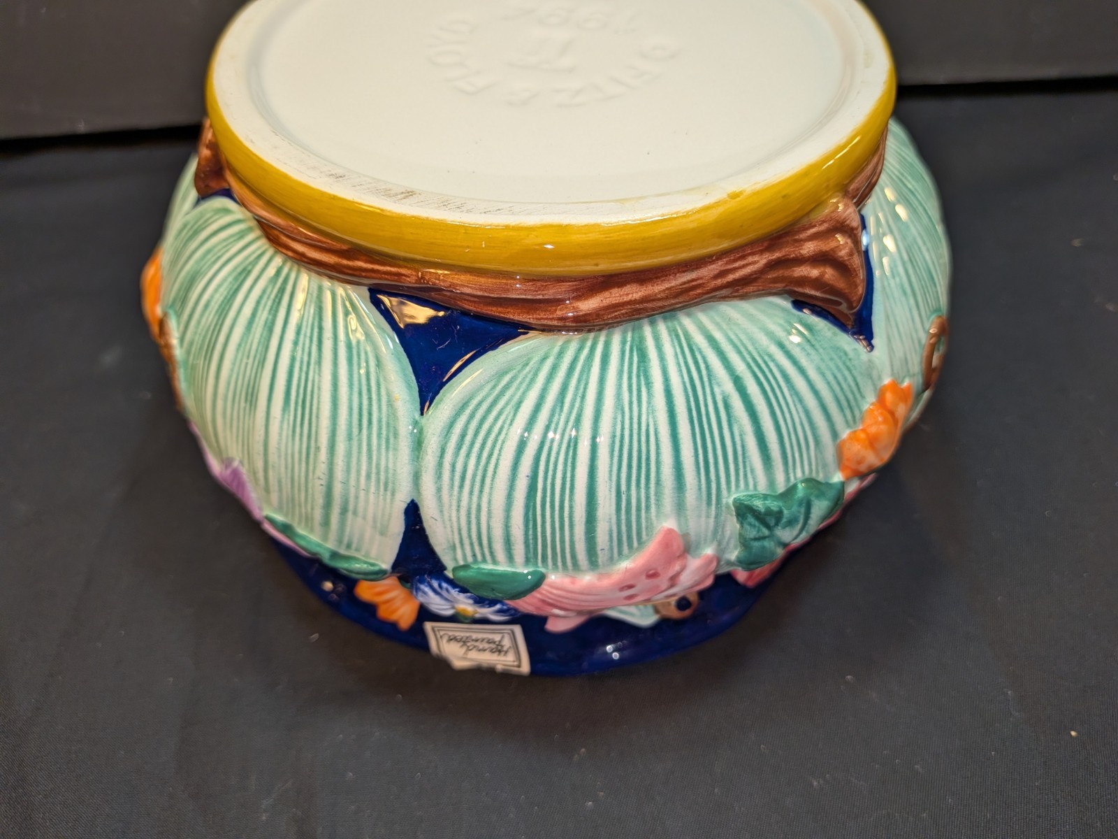 Fitz & Floyd 1994 Majolica Planter Bowl Both Original Paper Tags Colorful