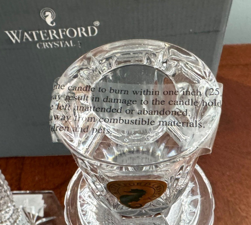 New WATERFORD Crystal TARA Set of 2 CANDLESTICK HOLDERS 10″ Tall NEW IN BOX
