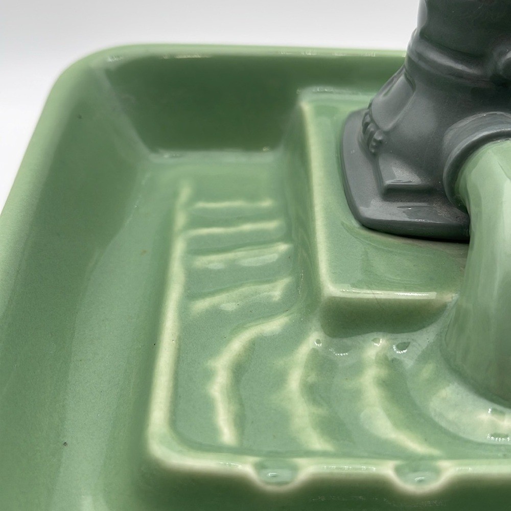 Vintage Layne Water Well Pump Green Ceramic Advertisement Ashtray