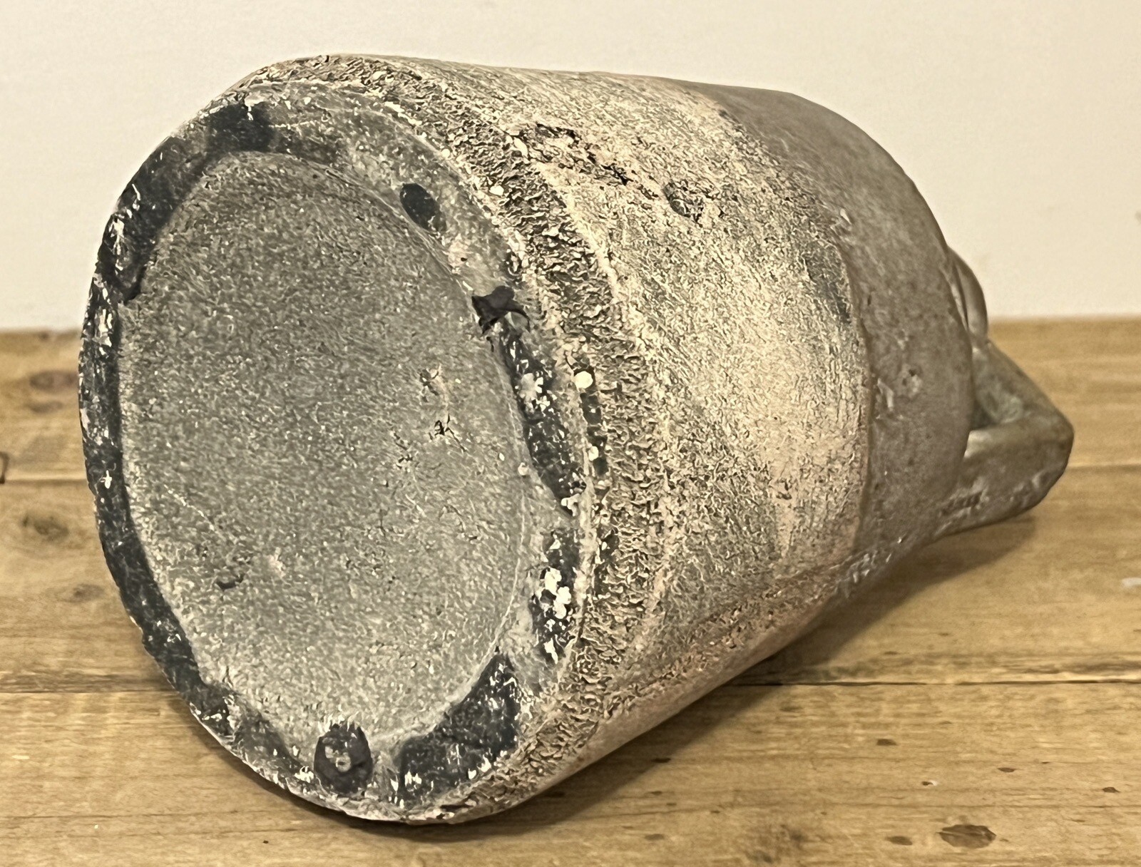 Art Pottery Jug Vase With Handle Two-Tone Mottled Gray Antique Glaze NWOT