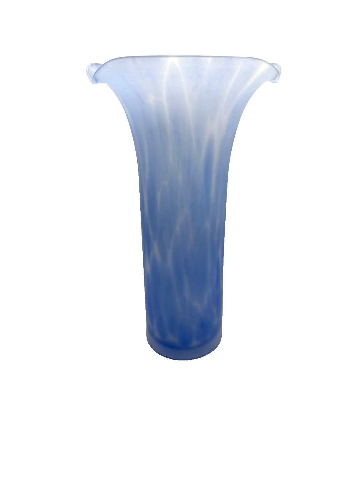 Vintage Blue Frosted Glass Vase Opalescent 9.25″ Tall Vase Jack in the Pulpit