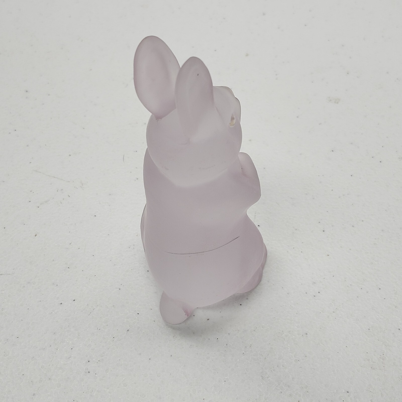 Vintage Pink Frosted Glass Bunny Figurine | Satin Glass Easter Rabbit 5″ Decor