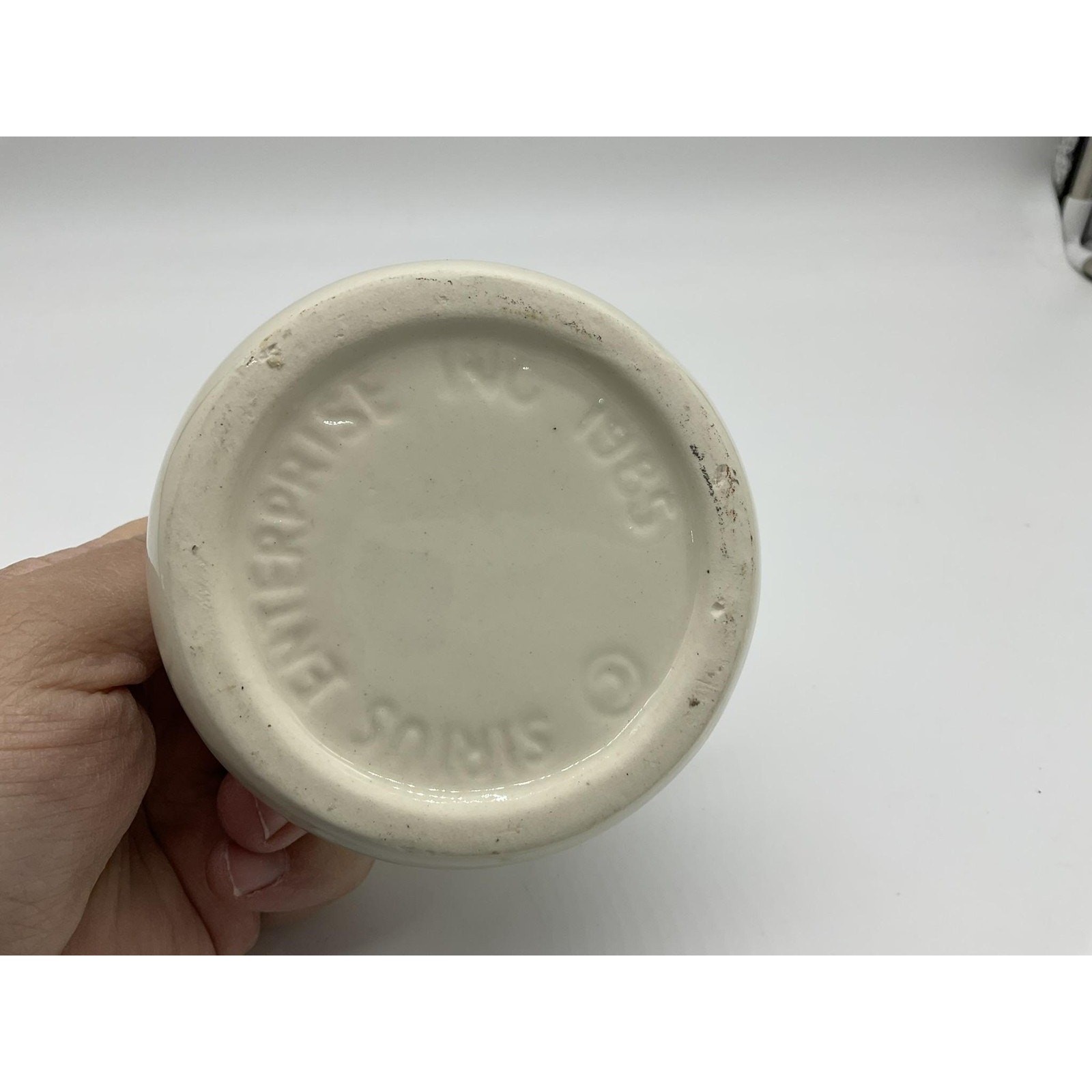 Vintage Sirius Enterprise Floral Pot Small Round Planter White Ceramic 1985