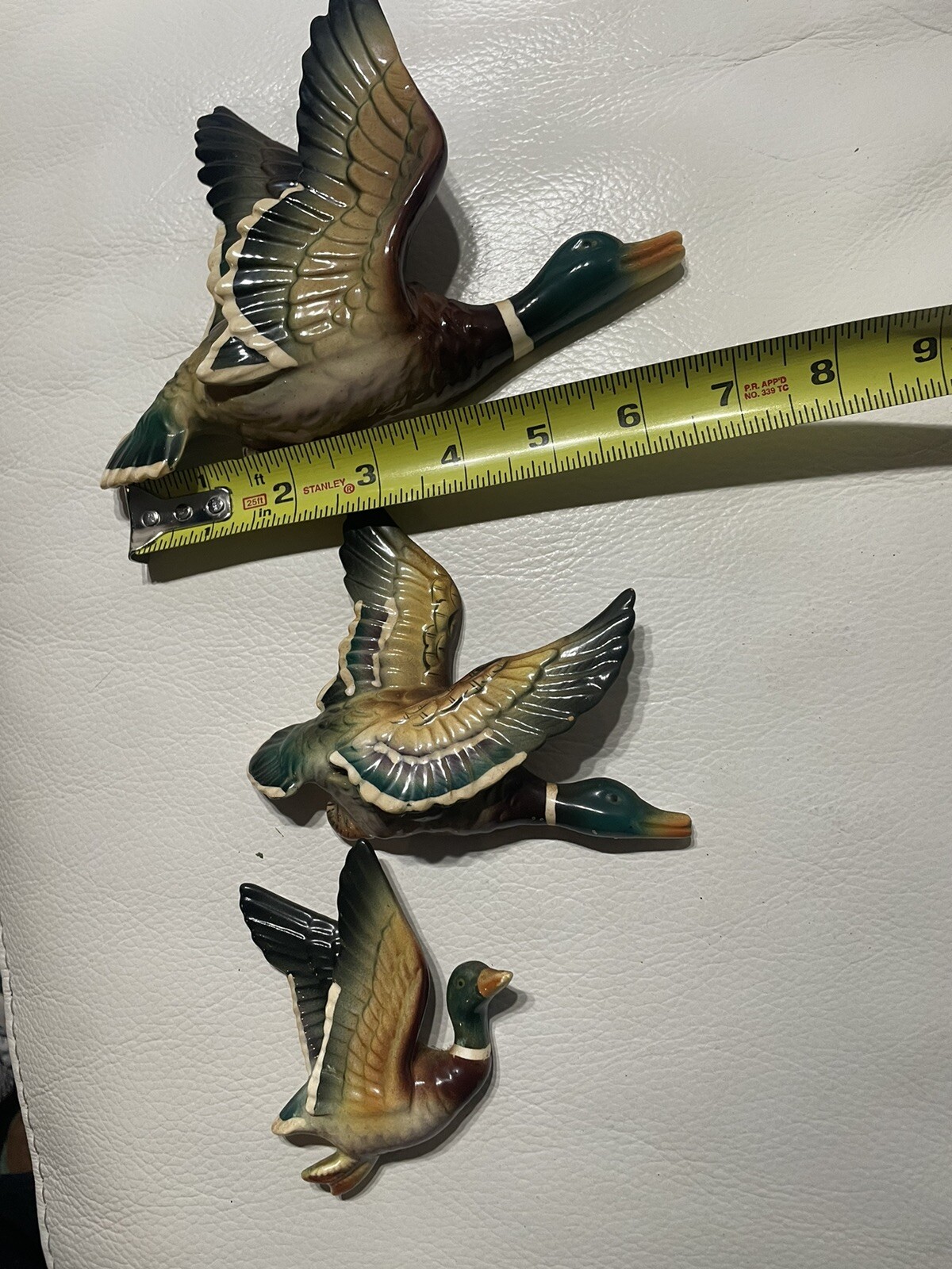 Vtg Set Of FLYING MALLARD DUCK WALL PLAQUE FIGURINES Lot 3