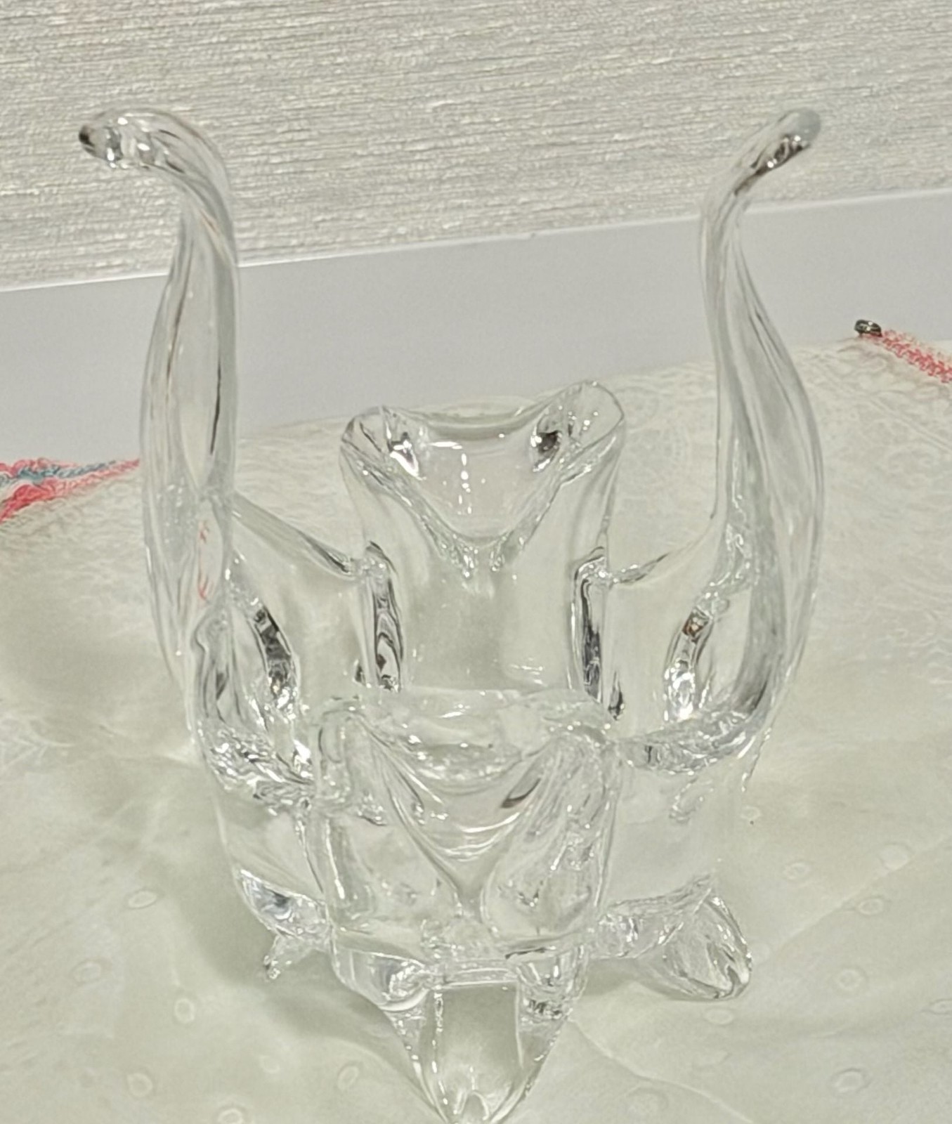 Vintage Riekes Chalet Lead Crystal Votive Candle Holder with Footed Base