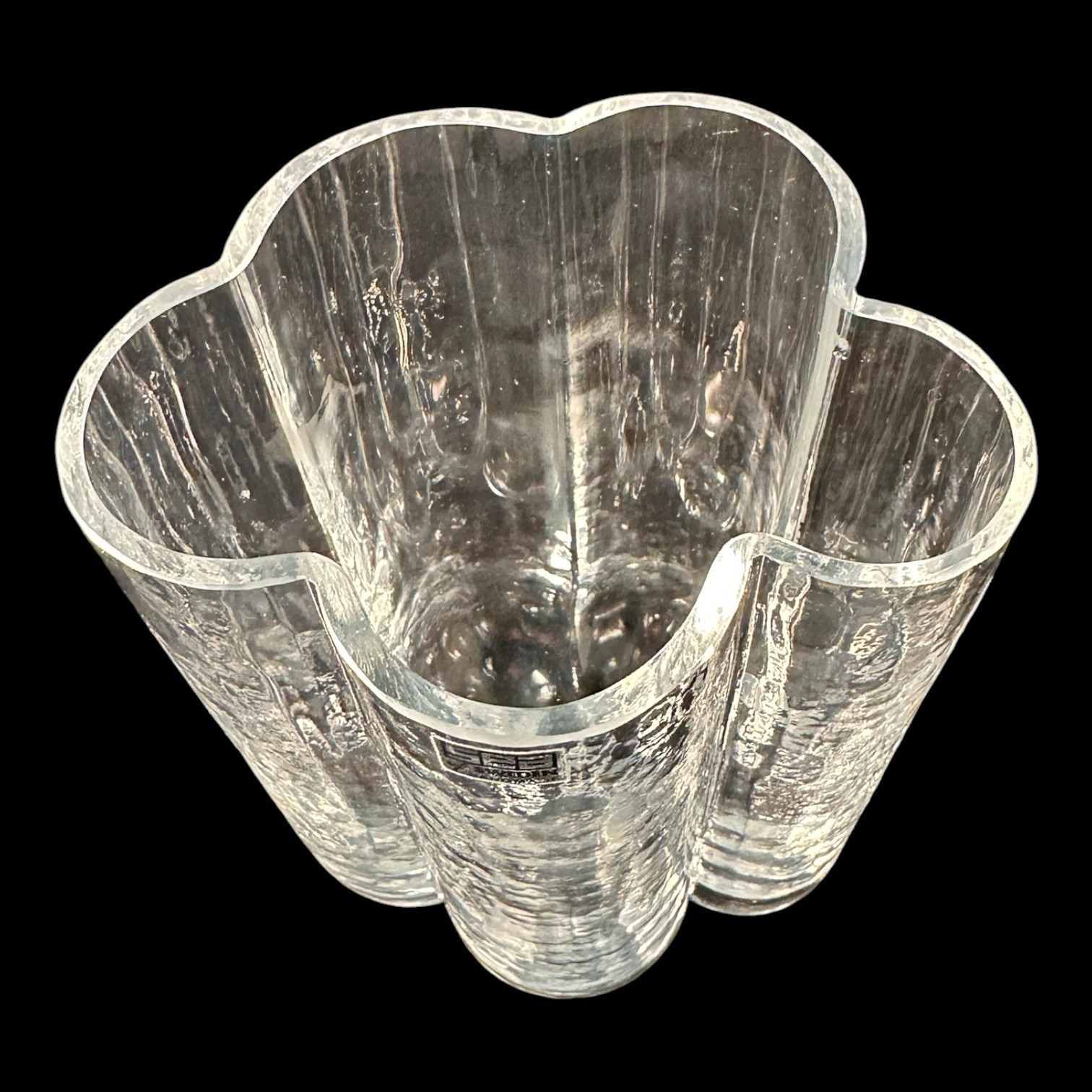 Swedish Art Glass Sea Glasbruk Pauline Bubble Vase Signed Rune Strand 1960s VTG