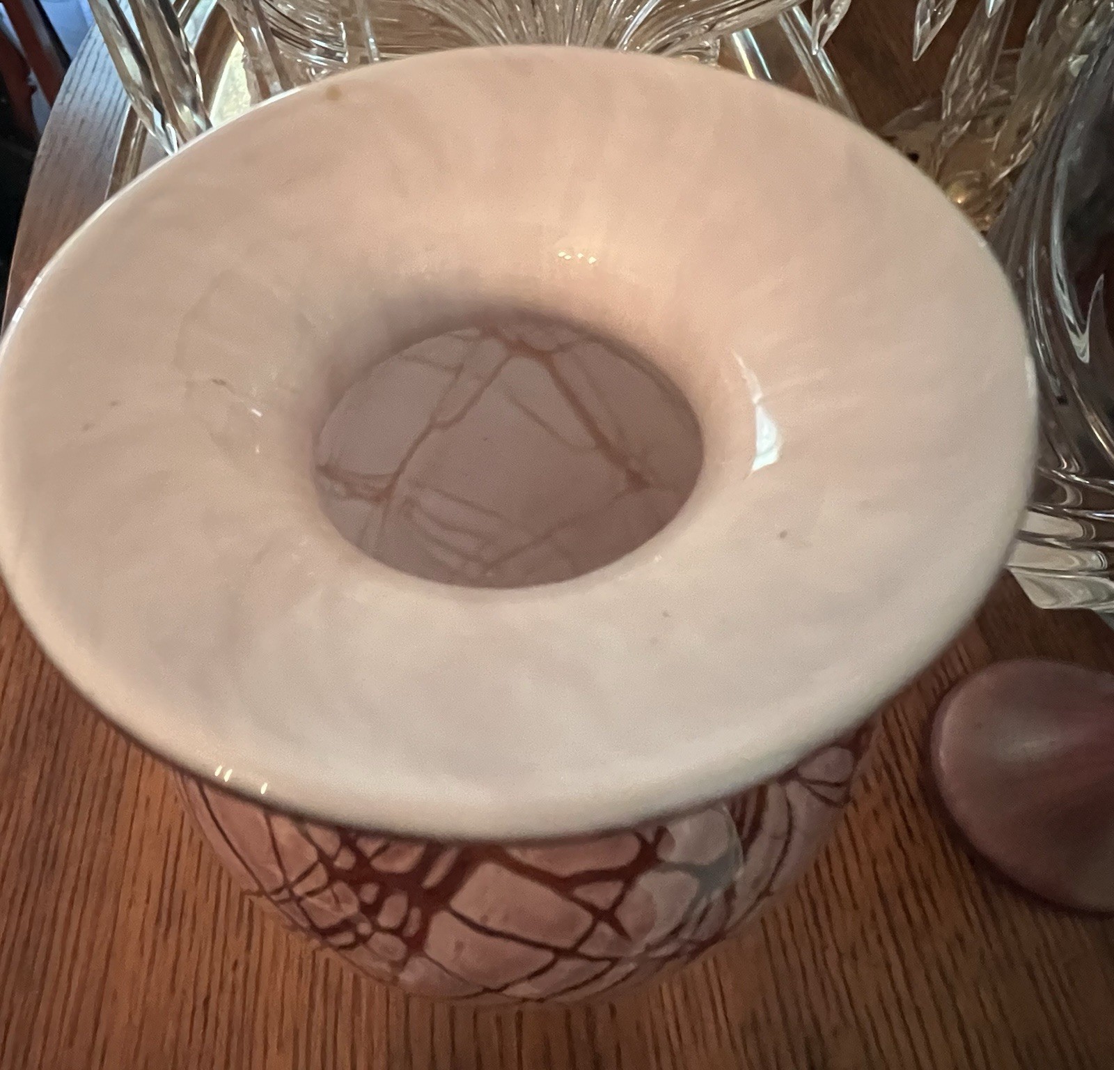 Michel Nourot Studio Vase Pink Marble Series Cased Glass Signed David Lindsey