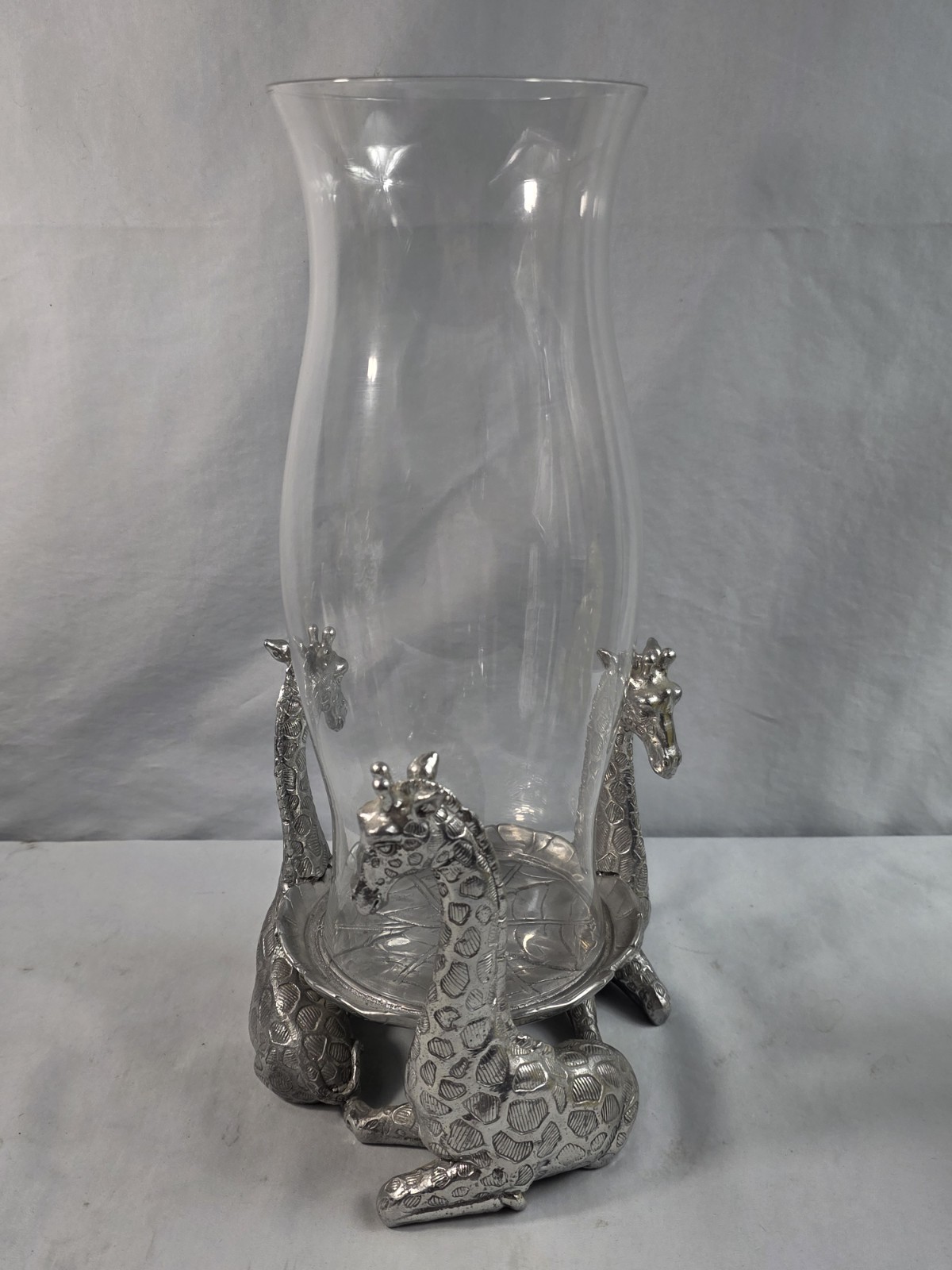 Vtg Arthur Court Safari Aluminium Giraffe Candle Holder Hurricane Lamp 2005. H