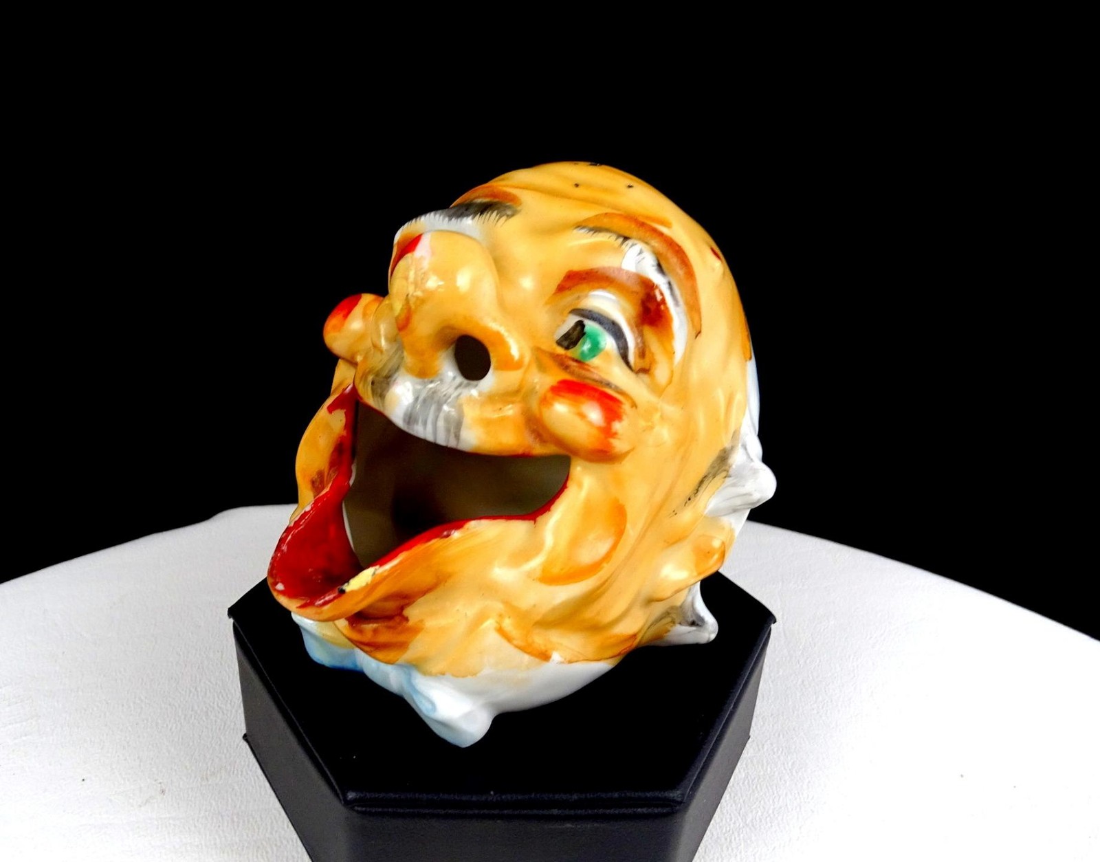 Japanese Porcelain Open Mouth Man Winking Vintage 2 7/8″ Ashtray 1950s