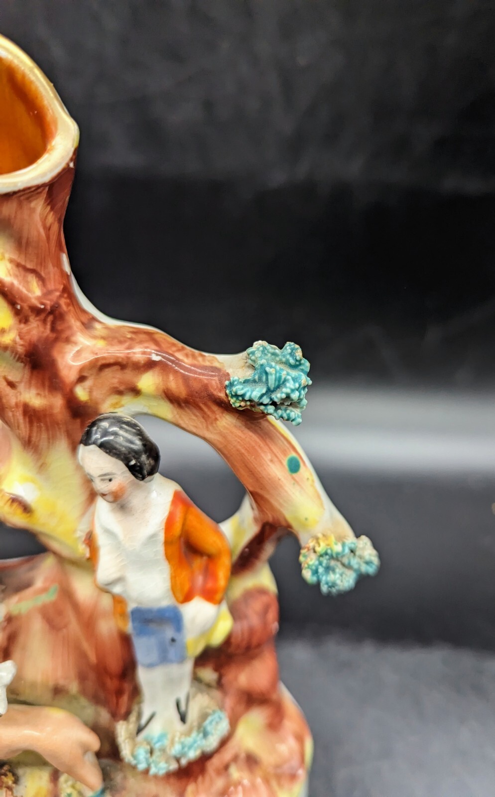 Antique Staffordshire Boy and Girl with Grain Figural Figurine Spill Vase