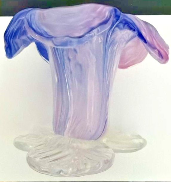 Hand‑Blown Style Art Glass candle stick – Purple & Blue Swirl – Unbranded –