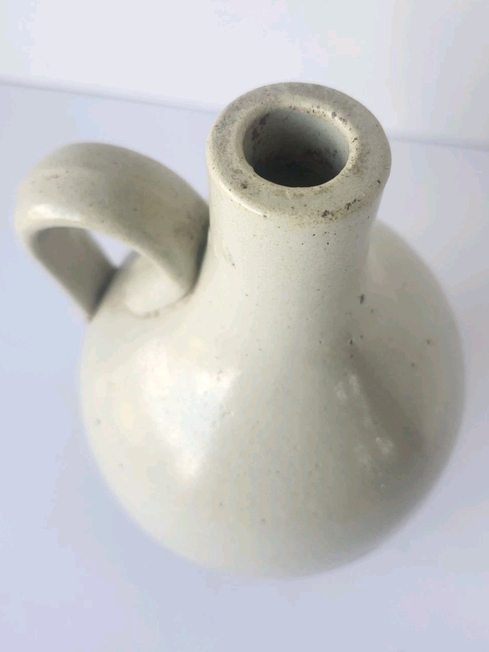 Studio Pottery Stoneware Ewer Pitcher Brown Cream Two-Tone Glaze Rustic Farmhous