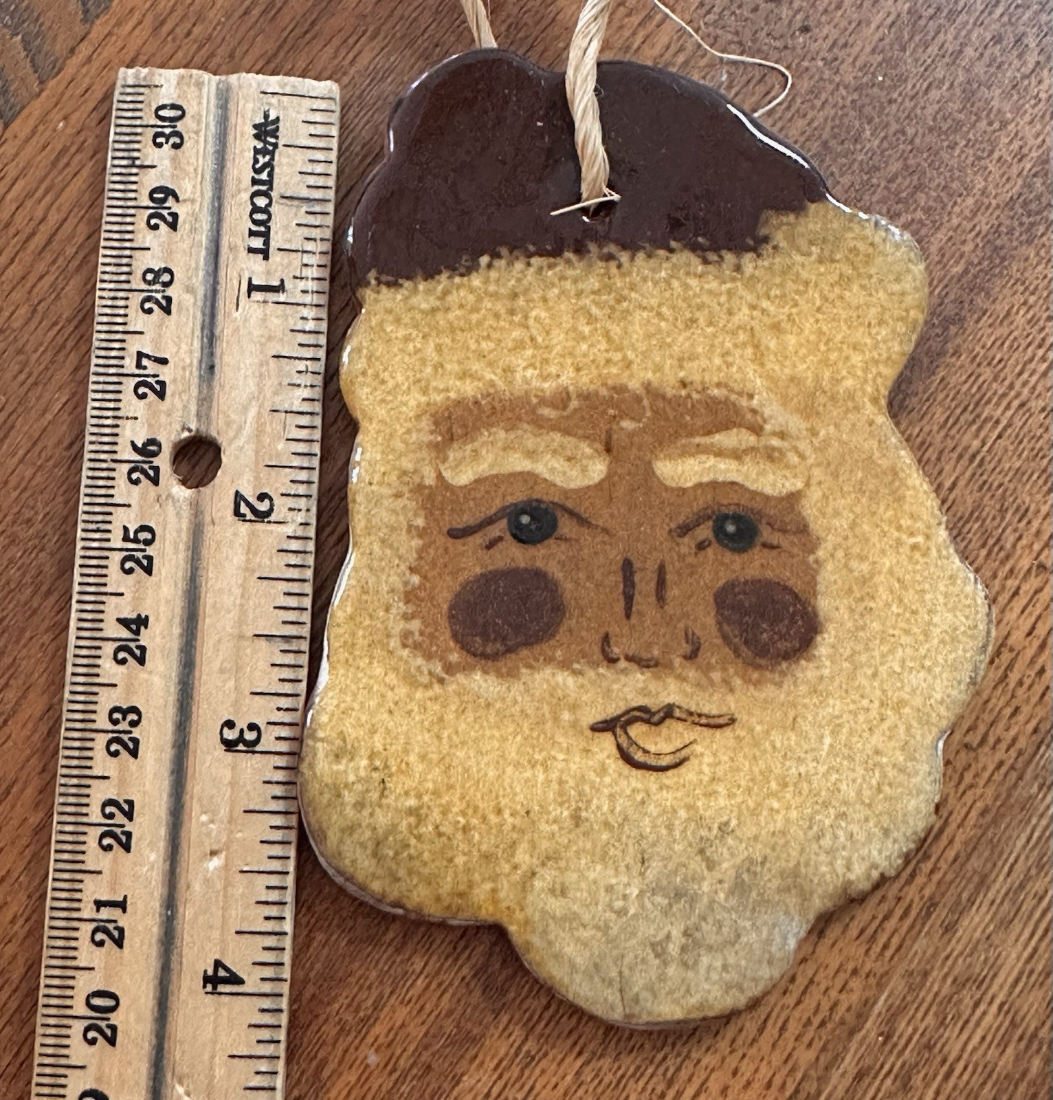 Ned Foltz Redware Pottery Santa Claus Christmas 4” Ornament Folk Art