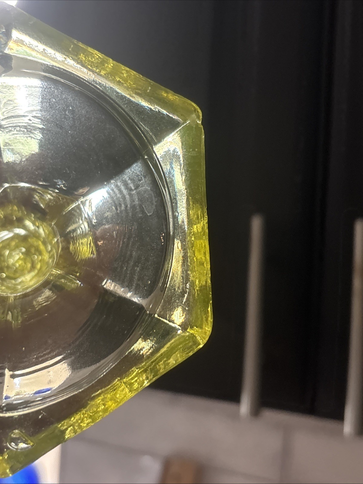 Canary Flint Glass Candlestick Holder Uranium Antique Early American READ