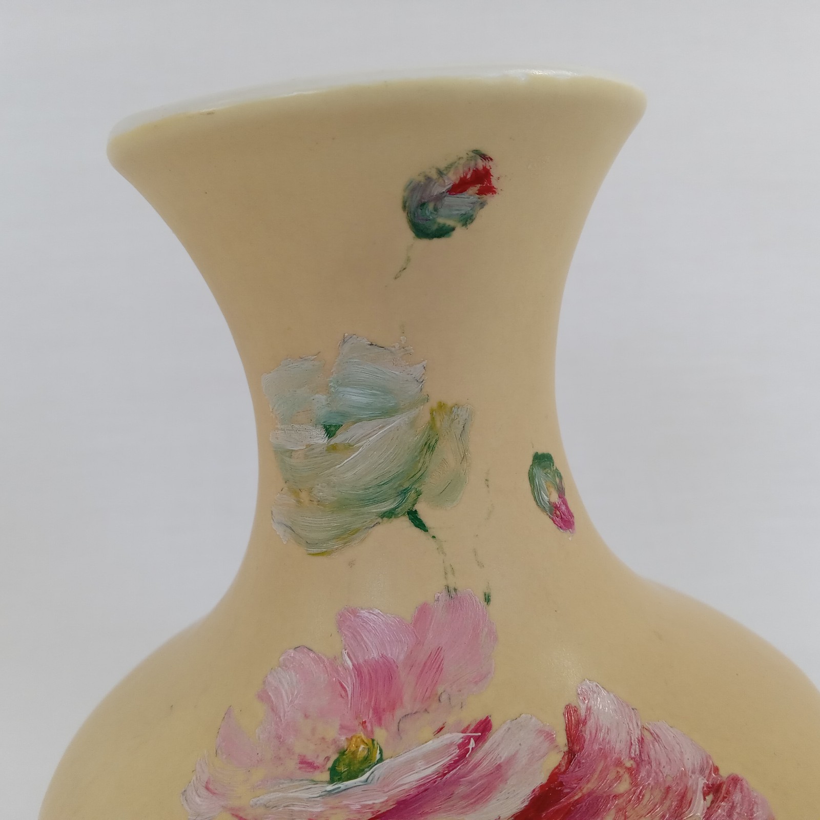 Vintage Hand-Painted Floral Vase Yellow Pink Floral Coors Colorado Art Pottery