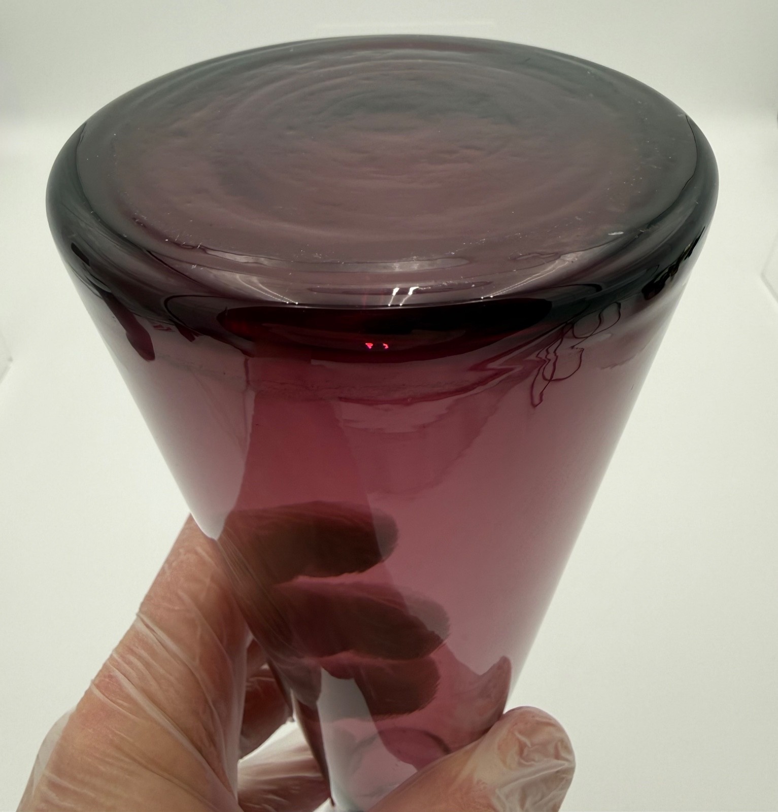 11.75″ Purple Amethyst Morgantown Glass Decor Adams Slant Top Vase #9902 Large